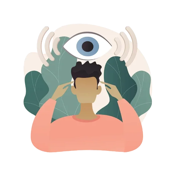 terapia emdr en retiro dibujo de hombre con gran ojo encima